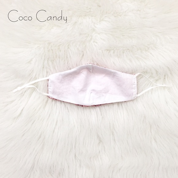 🆕Luxury Pink Sequin Face Mask - Picture 11 of 12